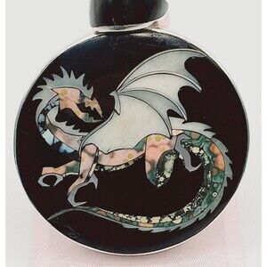David R. Freeland Jr. gem inlay sterling dragon pendant on 18"  sterling chain
